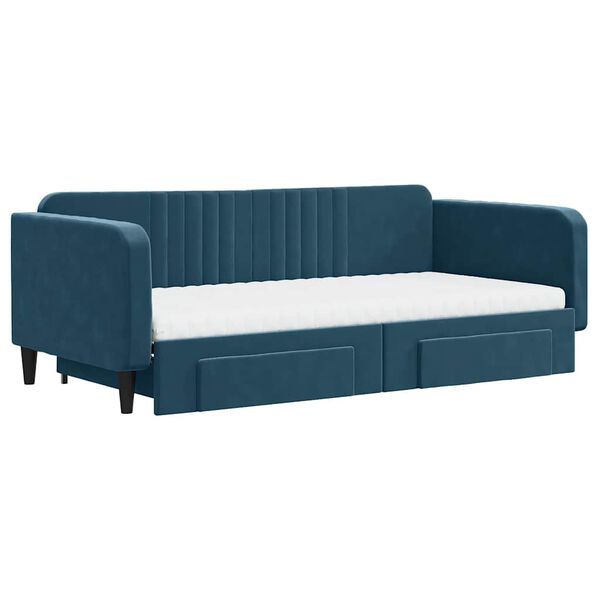 vidaXL Sof&aacute;-cama com gavet&atilde;o e gavetas 100x200 cm veludo azul
