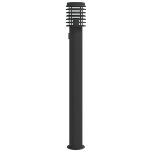 vidaXL Candeeiro de ch&atilde;o p/ exterior c/ tomada 110 cm a&ccedil;o inox. preto