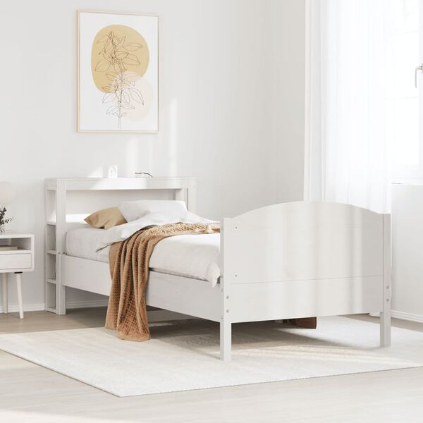 vidaXL Cama sem colch&atilde;o 90x190 cm madeira de pinho maci&ccedil;a branco
