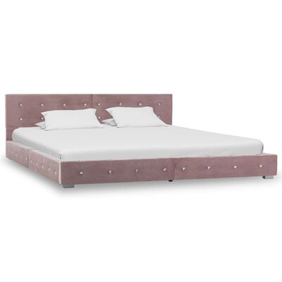 vidaXL Estrutura de cama 160x200 cm veludo cor-de-rosa