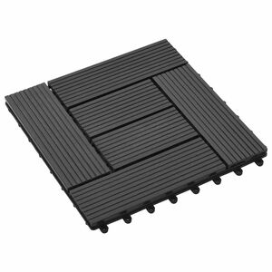 vidaXL Telha de Deck 11 pcs Preto 30 x 30 cm WPC