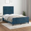 vidaXL Estrutura de cama com colch&atilde;o azul escuro 120x190 cm Veludo