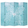 vidaXL Biombo dobr&aacute;vel com estampa de borboleta azul 228x170 cm