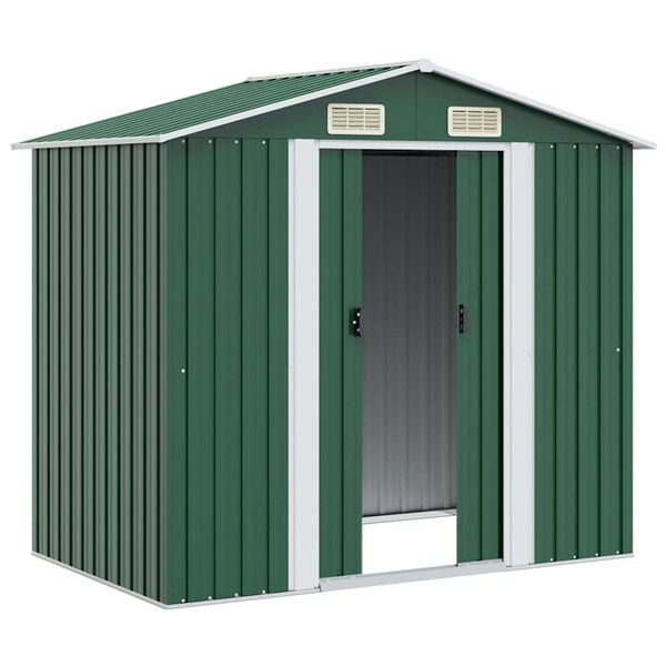 vidaXL Abrigo de jardim metal verde 204x132x186 cm