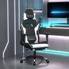 vidaXL Cadeira de gaming c/ apoio p&eacute;s couro artificial preto/branco
