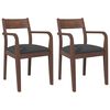 vidaXL Cadeiras de jantar com almofad&otilde;es 2 pcs madeira maci&ccedil;a castanho
