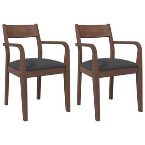 vidaXL Cadeiras de jantar com almofad&otilde;es 2 pcs madeira maci&ccedil;a castanho