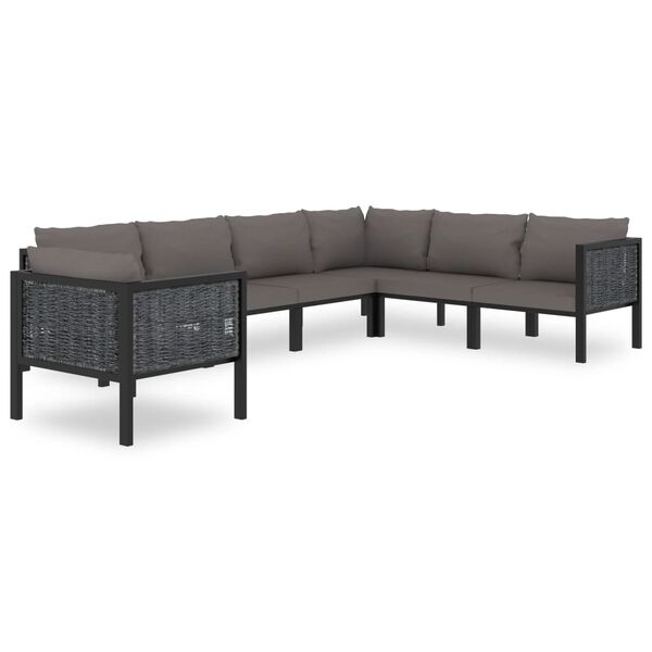 vidaXL 7 pcs conjunto lounge de jardim c/ almofadões vime PE antracite