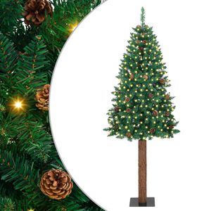 vidaXL &Aacute;rvore de Natal Slim com 300 LEDs com suporte Verde 180 cm