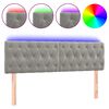 vidaXL Cabeceira de cama c/luzes LED veludo 144x7x78/88 cm cinza-claro