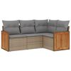 vidaXL 4 pcs conjunto de sof&aacute;s para jardim c/ almofad&otilde;es vime PE bege