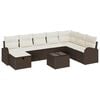 vidaXL Conjunto de Sof&aacute; de Jardim 9 pcs Castanho Rattan Sint&eacute;tico