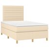 vidaXL Cama boxspring com colch&atilde;o 120x190 cm tecido cor creme