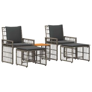 vidaXL Conjunto de M&oacute;veis para Exterior 5 unid. Preto e Cinza Escuro