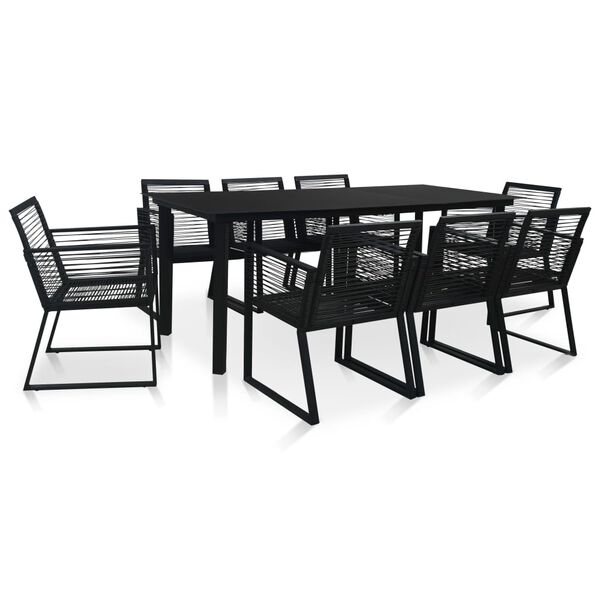 vidaXL 9 pcs conjunto de jantar para jardim vime de PVC preto