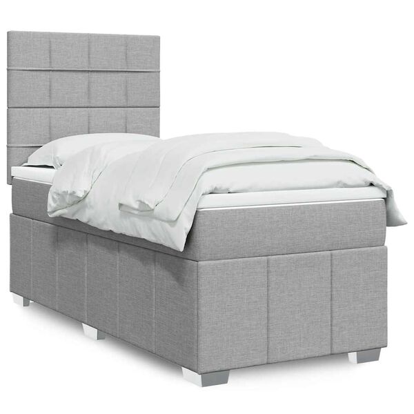 vidaXL Cama com molas/colch&atilde;o 90x190 cm tecido cinzento-claro