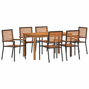 vidaXL Conjunto de Jantar para Jardim 7 unid. Preto