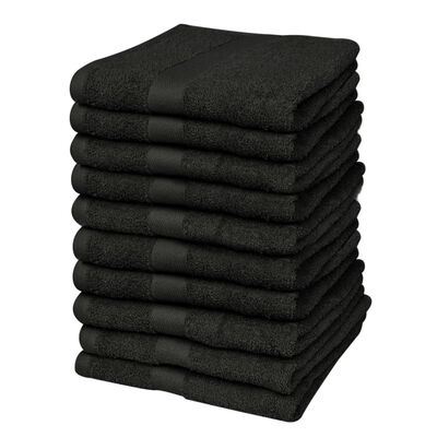 vidaXL Conjunto toalhas hóspedes 10 pcs algodão 500 g. 30x50 cm preto