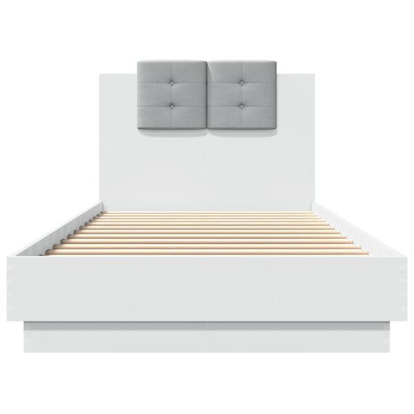 vidaXL Estrutura cama c/ cabeceira 100x200 cm derivados madeira branco