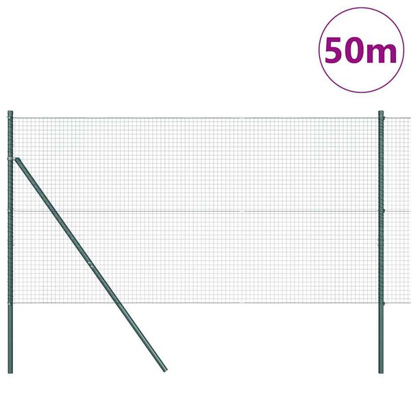 vidaXL Poste de Cerca Verde 50 x 1,2 m (malha de 25 x 25 mm) A&ccedil;o e PVC