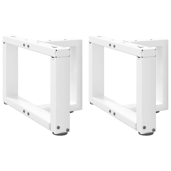 vidaXL P&eacute;s para mesa de centro em forma de T, 2 pe&ccedil;as, branco, 40x25x(30-31) cm, a&ccedil;o