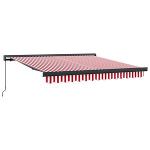 vidaXL Toldo retr&aacute;til Vermelho e Branco 300 x 250 cm Lona e Alum&iacute;nio