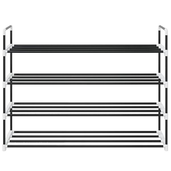 vidaXL Sapateira com 4 prateleiras metal e pl&aacute;stico preto