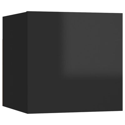 vidaXL Móvel de TV de parede 4 pcs 30,5x30x30 cm preto brilhante