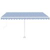 vidaXL Toldo autom&aacute;tico c/ LED e sensor de vento 450x350cm azul/branco