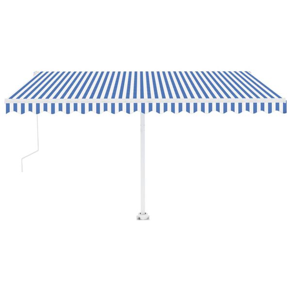 vidaXL Toldo autom&aacute;tico c/ LED e sensor de vento 450x350cm azul/branco