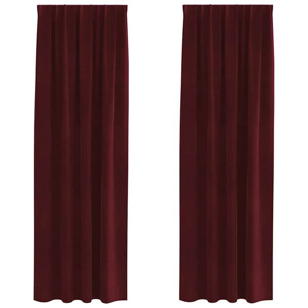 vidaXL Cortinas opacas 2 pcs Vinho Vermelho 140 x 260 cm Veludo