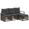vidaXL Conjunto de Sof&aacute; de Jardim 4 unid. Cinzento vime PE