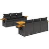 vidaXL 7 pcs conjunto de sof&aacute;s p/ jardim c/ almofad&otilde;es vime PE preto