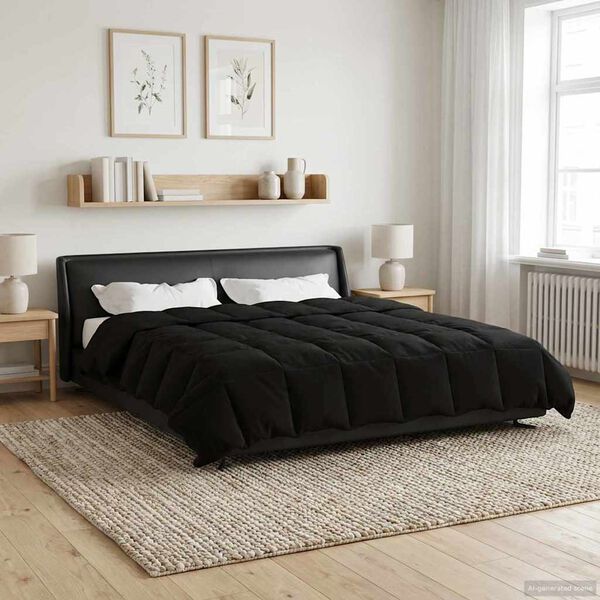 vidaXL Duvet de Ano Inteiro Colchonete Preto 200 x 240 cm Microfibra