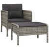 vidaXL 2 pcs conjunto lounge de jardim c/ almofad&otilde;es vime PE cinzento