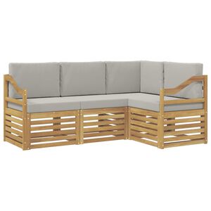 vidaXL Conjunto de Sof&aacute;s para Exterior 4 unid. Branco e Cinzento-Claro