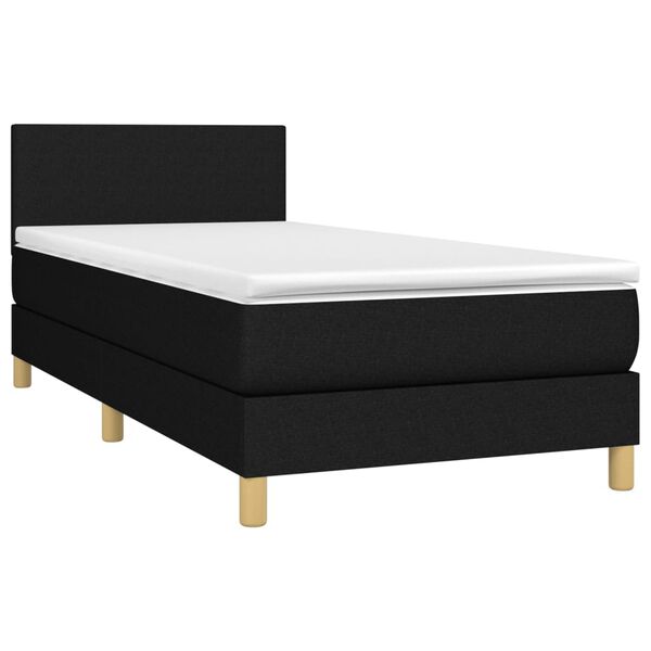 vidaXL Cama box spring c/ colch&atilde;o e LED 90x190 cm tecido preto