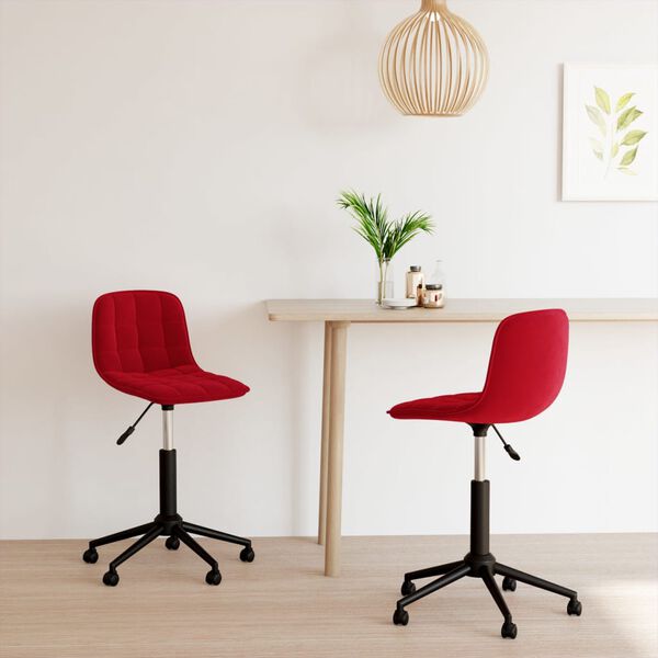 vidaXL Cadeiras de jantar girat&oacute;rias 2 pcs veludo vermelho tinto