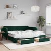 vidaXL Sof&aacute;-cama c/ gavet&atilde;o e gavetas 100x200 cm veludo verde-escuro