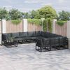 vidaXL Conjunto de Sof&aacute; de Jardim com almofada 12 pcs Preto Alum&iacute;nio