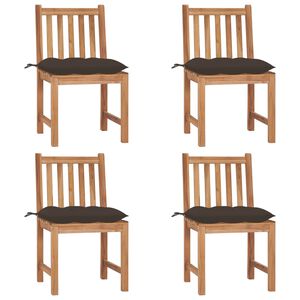 vidaXL Cadeiras de jardim c/ almofad&otilde;es 4 pcs madeira de teca maci&ccedil;a