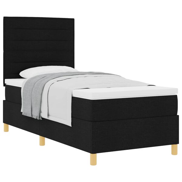 vidaXL Cama Box com colch&atilde;o com cabeceira Preto 100 x 200 cm tecido