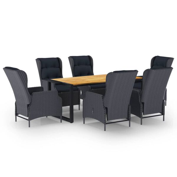 vidaXL 7 pcs conjunto de jantar para jardim cinzento-escuro