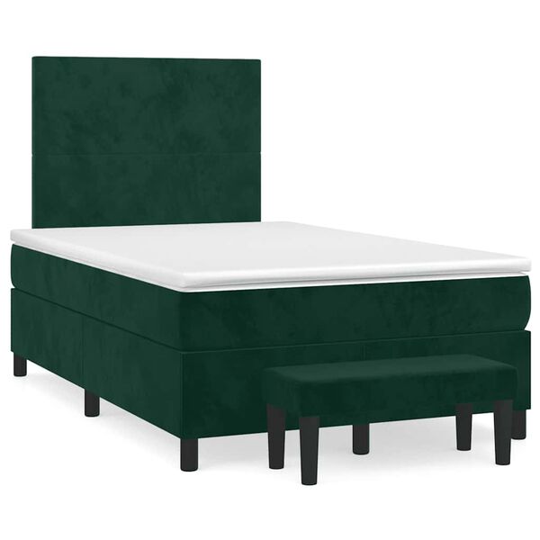 vidaXL Cama boxspring com colch&atilde;o 120x200 cm veludo verde-escuro