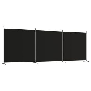 vidaXL Divis&oacute;ria de quarto com 3 pain&eacute;is 525 x 180 cm tecido preto