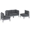 vidaXL 4 pcs conjunto lounge de jardim + almofadões pinho maciço