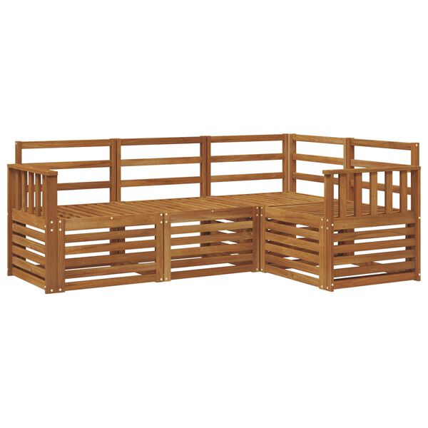 vidaXL Conjuntos de sof&aacute;s 4 pcs Natural Madeira S&oacute;lida de Ac&aacute;cia