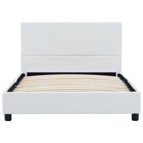 vidaXL Estrutura de cama 90x200 cm couro artificial branco