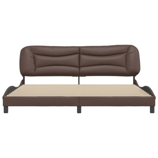 vidaXL Estrutura de cama sem colch&atilde;o Hvar 200x200cm couro artificial castanho