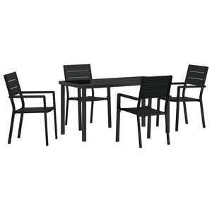 vidaXL Conjunto de Jantar para Jardim 5 pcs Preto A&ccedil;o revestido a p&oacute;
